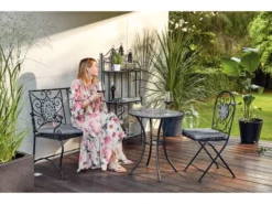 Aktion 🧨 Jardini Gartentisch Rosi - 60/70/60 cm in grau 👍 -Gartenmöbel Verkaufs-Shop 0576845 2 24295025