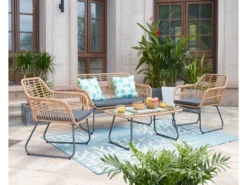 Großhandel 👏 Coraggio Forma Loungegarnitur Rattan 4-teilig in braun ✨