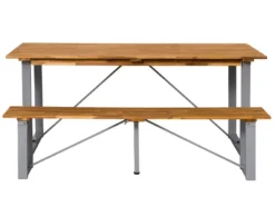 Besorgen 😉 Gartenbank Metall/Holz - 170/42/33,5 cm in braun 🛒 -Gartenmöbel Verkaufs-Shop 25017915 freisteller frontal 07