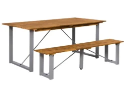 Besorgen 😉 Gartenbank Metall/Holz - 170/42/33,5 cm in braun 🛒 -Gartenmöbel Verkaufs-Shop 25017915 freisteller schraeg 08