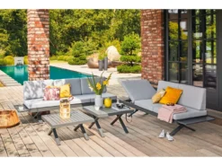 Auslauf 🤩 Jardini Loungesofa Rieke 3-Sitzer - 218/87,5/75,5 cm in grau 😉 -Gartenmöbel Verkaufs-Shop 6365295 0542774 7 23773329