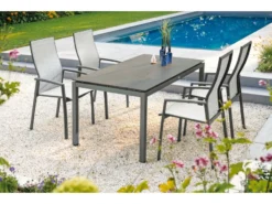 Aktion ⭐ Stapelstuhl Kari - 58/109/70 cm in silberfarben 🌟 -Gartenmöbel Verkaufs-Shop 6538876 0573447 23914353