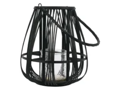 Schlussverkauf 😀 Jardini Laterne aus Bambus - 32/28,5 cm in schwarz 🌟