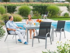 Bestes Angebot 🧨 Jardini Gartentisch Vargas - 90/75/140-280 cm in hellgrau 🔔 -Gartenmöbel Verkaufs-Shop 6787246 0613316 5 24635099