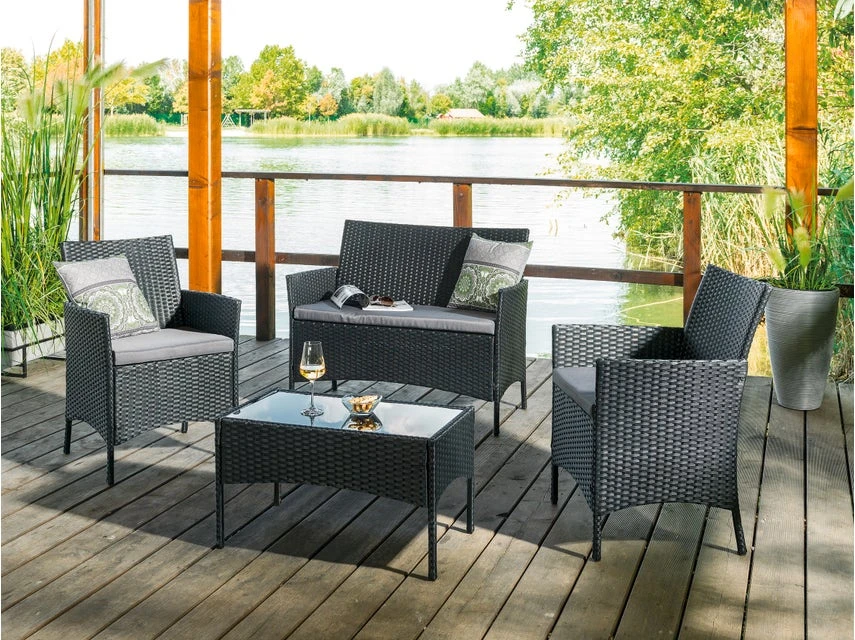 Besorgen 🧨 Jardini Loungegarnitur Dublin 4-teilig in schwarz 😀 2 Besorgen 🧨 Jardini Loungegarnitur Dublin 4-teilig in schwarz 😀 – Bild 2